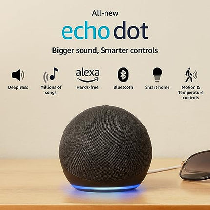 Amazon Echo Dot (5th Gen) | Smart speaker with Bigger sound, Motion Detection, Temperature Sensor, Alexa and Bluetooth| Black 