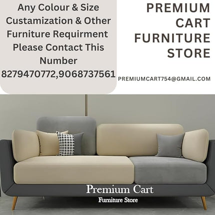 PREMIUM CART Velvet Contemperory Sofa with Cushion Chaise Lounge Sectional Sofa Perfect for Living Room & Bedroom Guests Home & Office (3+2+1 Black & Off White, 6 Seater) 