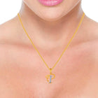 P.C. Chandra Jewellers P.C Chandra Jewellers 14Kt (585) Yellow Gold P Initial Studded Pendant For Women & Girls - 0.81 Gram, Multi 