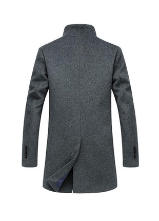 Lavnis Mens Wool Blend Trench Coat Slim Fit Overcoat Gray