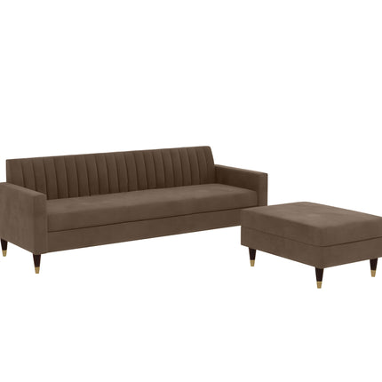 AMATA Elegant 4 Seater Sofa with Two Cushions Perfect for Home Office Guests Living Room (L Shape, Camel)(3 Year Warranty) 