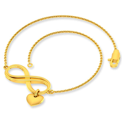 P.C. Chandra Jewellers Dainty 14Kt(585) Yellow Gold Infinity Loop Bracelet For Women 