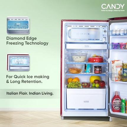 CANDY 165L 1 Star Direct Cool Single Door Refrigerator with Stabilizer free Operation (Red Mono, CSD1761RM) 