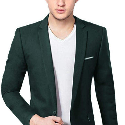 BREGEO Men's Party Slim Fit Single Breasted Blazer (36, Green) 