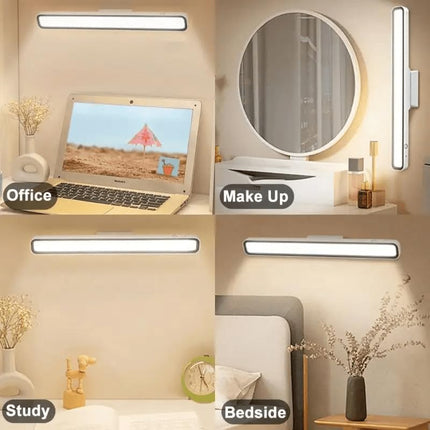 Gesto Magnetic Recharbale Desk Lamp 3 Color Under Cabinet Light with Adjustable Brightness | Desk Light for Office Table| Battery Operated Reading Lights with Remote-Plastic 