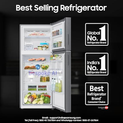 Samsung 396 L, 2 Star, Convertible 5-in-1, Digital Inverter, Frost Free Double Door, Bespoke AI WiFi Enabled Refrigerator (RT41DG6A2BSLHL, Silver, Real Steel) 