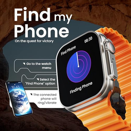 Boult Newly Launched Crown Smart Watch 1.95'' Display, Bluetooth Calling, Working Crown, Zinc Alloy Frame, 900 Nits Brightness, AI Voice Assistant, SpO2 Monitoring, 100+ Sports Mode (Orange) 