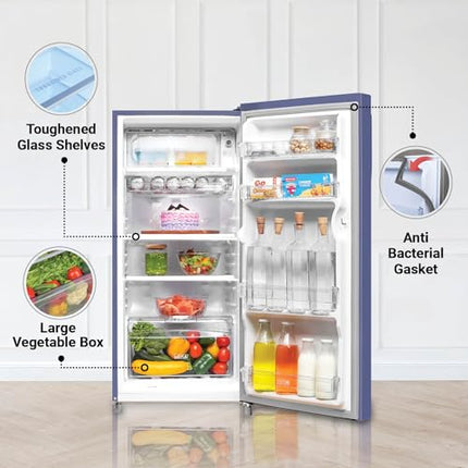 Haier 190L 2-Star Direct Cool Single Door Refrigerator (HED-202RB-P, Radish Blue, 2024 Model) 