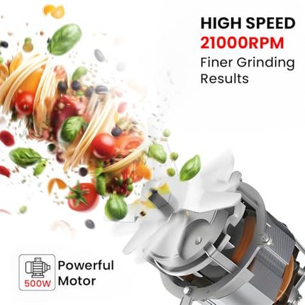 INALSA Mixer Grinder|500W Powerful Motor|High RPM 21000 for Finer Grinding Result|3 Stainless Steel Jars (1.2 L,0.8 L,0.4 L)|Leak-Proof Lid|3 Speed Control & Pulse Function|2 Year Warranty|Jazz Bold 