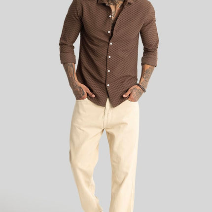 SNITCH Ludvig Light Brown Textured Shirts 