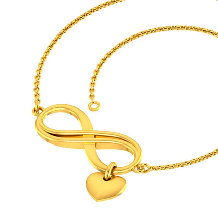 P.C. Chandra Jewellers Dainty 14Kt(585) Yellow Gold Infinity Loop Bracelet For Women 