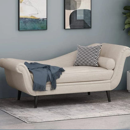 Wood Art City 2-Seater Rosewood Settee Sofa Diwan Couch Chaise Lounge (Beige, Off White) 2-Person Sofa 