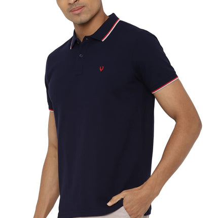 Allen Solly Men's Cotton Regular Fit Polo T-Shirt (ASKPQRGFW82524_Navy_Large) 