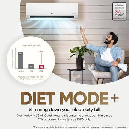 LG 1.5 Ton 3 Star DUAL Inverter Split AC (Copper, AI Convertible 6-in-1, VIRAAT Mode, Diet Mode+, Faster Cooling & Energy Saving, HD Filter with Anti-Virus Protection, US-Q18JNXE, White) 