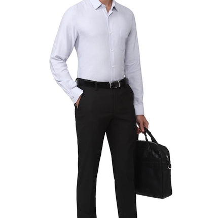 Peter England Men's Solid Slim Fit Shirt (PESFOSLPE40563_Size(44) Blue 