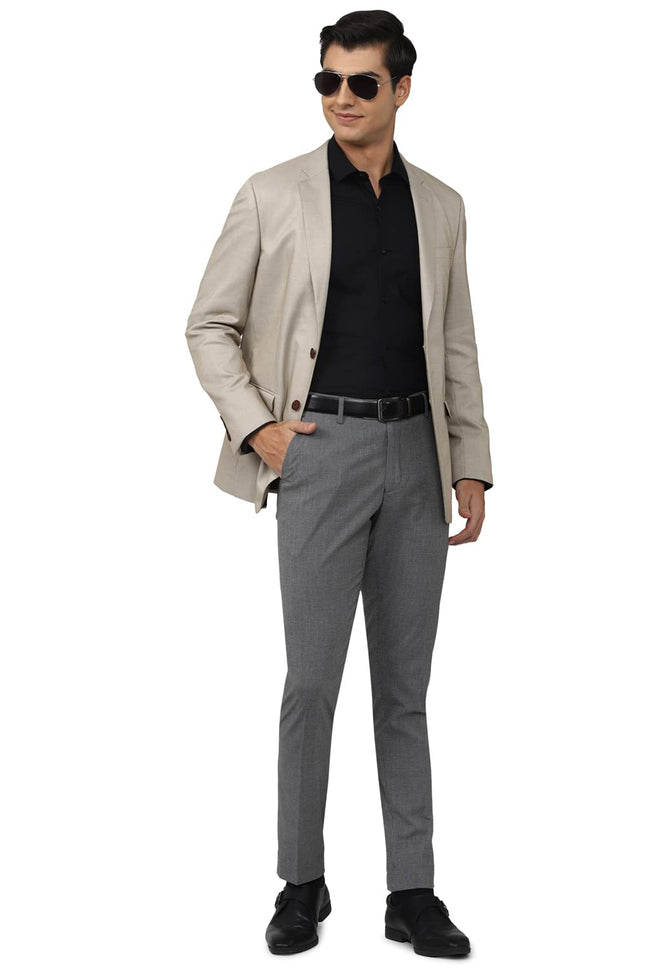 Peter England Men's Single Breasted-2 Button Blazer (PIBZSTLPM09159_Grey 