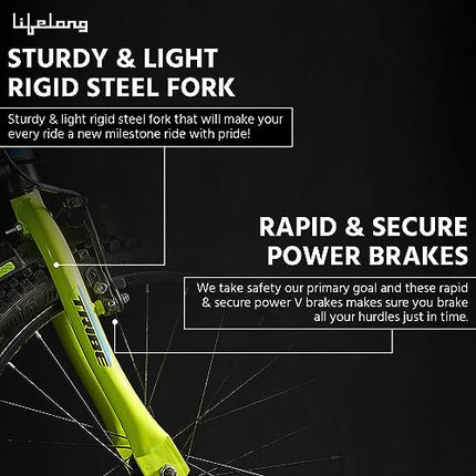 Lifelong 20T Cycle for Kids 5 to 8 Years - Bike for Boys and Girls - 85% Pre-Assembled, Frame Size: 12" - Suitable for Children 3 Feet 10 Inch+ Height - Unisex Cycle (Tribe, Yellow & Black),Rigid 