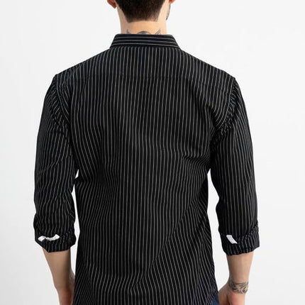 SNITCH Cotton Lining Regular Fit Shirt for Men (Black, XXL) 