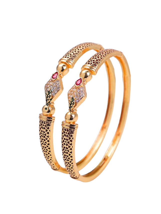 Zeraki Jewels Women's Traditional Gold Plated Gayatri Bangle (Set of 2) 