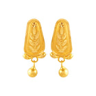 P.C. Chandra Jewellers 22KT (916) Yellow Gold Dangle Stud Earrings For Women & Girls With Fine Leaf Engraving And Ball Drop - 0.98 Grams 