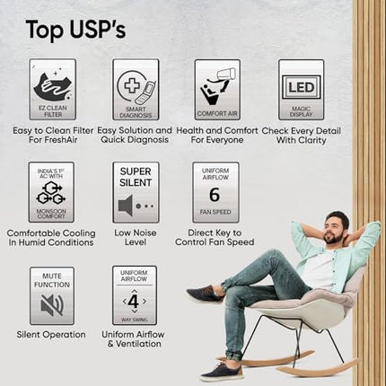 LG 1.5 Ton 5 Star, Wi-Fi, DUAL Inverter Split AC (Copper, AI+ Convertible 6-in-1, Faster Cooling & Energy Saving, 4 Way Swing, HD Filter with Anti-Virus Protection, US-Q19PWZE, White) 