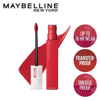 Maybelline New York Liquid Matte Lipstick, Long Lasting, 16hr Wear, Superstay Matte Ink, 20 Pioneer, 5ml 