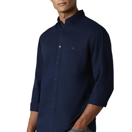 Louis Philippe Cotton Men's Slim FiT-Shirt (Lrsfnslpa61514_Navy 