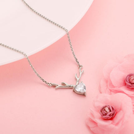 GIVA 925 Silver Anushka Sharma Silver Deer Heart Necklace |Gifts for Girlfriend, Gifts for Women & Girls| With Certificate of Authenticity and 925 Stamp | 6 Month Warranty 