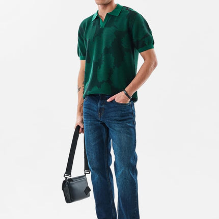 SNITCH Men's Polo T-Shirt | Self-Design Pattern | 100% Cotton Fabric, Regular Fit & Breathable Material | Casual Wear & Streetwear 