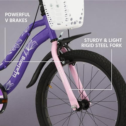Lifelong 20T Cycle for Kids 5 to 8 Years-Rigid Bicycle for Girls-Single Speed Bike/Bicycle-95% Pre-Assembled-Balance Wheels-Suitable for Young Girls-Above 3 Feet 10Inch+ Height (llbc2005), Purple 