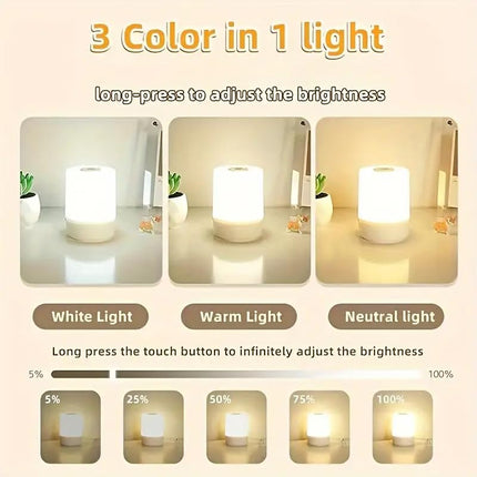 Niwlix Plastic Touch Control LED Table Lamp Night Light for Bedroom Rechargeable Brightness Adjustable Dimmable for Bedroom, Living Room, Study, Multicolour 