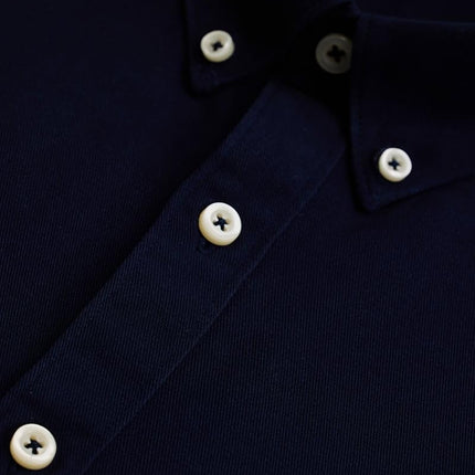 SNITCH Navy Slim Fit Solid Oxford Shirts 