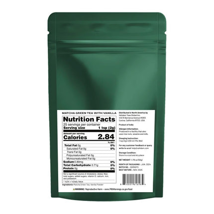 VAHDAM, Vanilla + Matcha Green Tea Powder - 50 g | Brew Delicious Vanilla Latte | Japanese Matcha Powder with 100% Natural