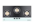Haute Kitchen Evoque Series Black&White 3 Burner Cooktop|Manual Ignition Gas Stove|Glass Top -1 Jumbo,1 Medium,1 Small -Freestanding Toughened Glass Premium Design -(Tempered Glass,2 Year Warranty) 