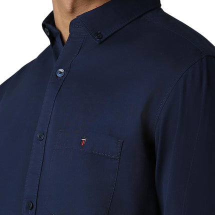 Louis Philippe Cotton Men's Slim FiT-Shirt (Lrsfnslpa61514_Navy 