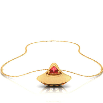 P.C. Chandra Jewellers Womens P.C Chandra Jewellers 14Kt (585) Yellow Gold In The Shape Of A Cone With A Red Stone In The Centre Pendant (Without Chain) For Women And Girls - 0.6 Grams 