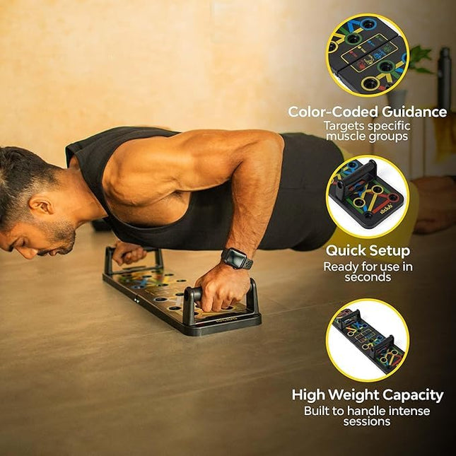 TWINZFIT Pushup Board, 15 in 1 Push Up Stand, Multi-Function Flex Board for Chest, Triceps, Shoulder, Back Muscles, Home Workout Gym Equipment, Multicolour 