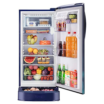 LG 201 L 5 Star Inverter Direct-Cool Single Door Refrigerator (GL-D211HBCZ, Blue Charm, Base stand with drawer) 