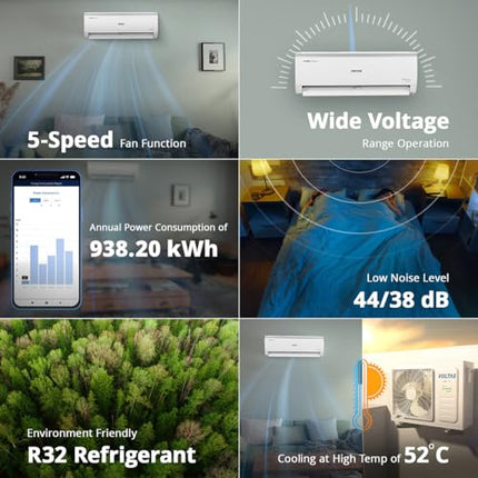 Voltas 1.4 Ton 3 Star, Inverter Split AC (Copper, 4-in-1 Adjustable Mode, Anti-dust Filter, 173V Vectra CAE, White) 