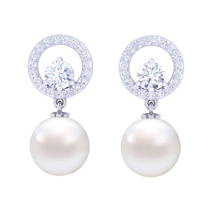 Clara 92.5 Sterling Silver Swiss Zirconia Pearl Earrings | Rakhi Rakshabandhan Gift for Sister Bhabhi |Gift for Women and Girls 