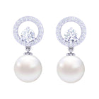Clara 92.5 Sterling Silver Swiss Zirconia Pearl Earrings | Rakhi Rakshabandhan Gift for Sister Bhabhi |Gift for Women and Girls 