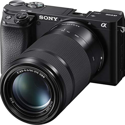 Sony New Alpha ILCE-6100X (Previously ILCE-6100Y) with Upgraded SELP1650 (Ver 2) Power Zoom Lens + SEL55210 Lens | 24.2 MP | APS-C Sensor | Fast Auto Focus | Tiltable LCD – Black 
