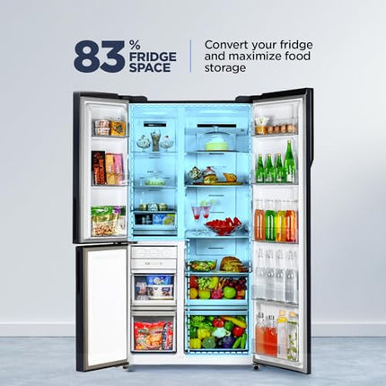 Haier 598 L, 3 Star, 83% Convertible Fridge Space, Expert Inverter, Frost Free, Side by Side Refrigerator, (HRT-683GK, Graphite Black) 