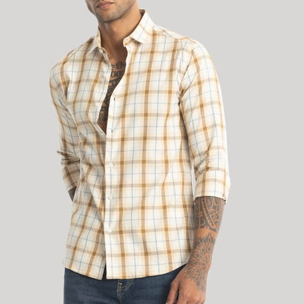 SNITCH Lamberto Light Brown Checks Shirts 