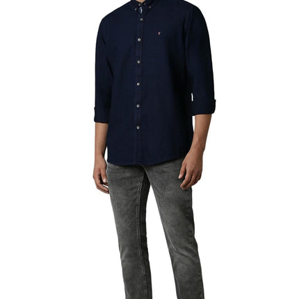 Louis Philippe Men's Slim Fit Shirt (LRSFNSLPR07977_Navy 