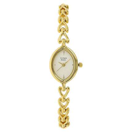 Titan Brass Raga White Dial Women Analog Watch With Metal Strap-Ns2370Ym01, Band_Gold 