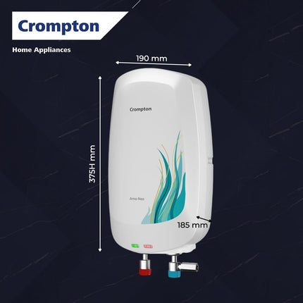 Crompton Arno Neo 3 Litres instant water heater (Geyser) with 3 Level Advance Safety and Food grade technology|Rust proof Body | 5 years tank warranty | 2 years element warranty 