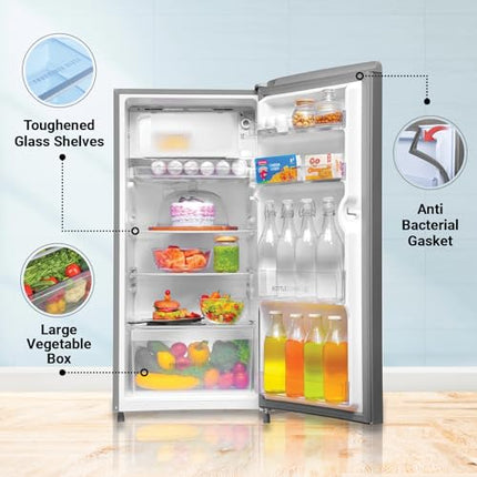 Haier 185 L, 2 Star, Direct-Cool Single Door Refrigerator (HED-19TMS-N, Moon Silver, 2024 Model) 