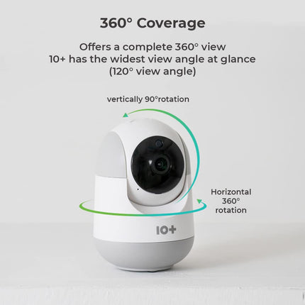 10+ TENPL 3MP, New Launch 2023, QHD Camera, 360° Coverage, Smart Mobile App, View & Talk, Night Vision, Motion Alert, SD Card (Upto 256 GB), Smart Home Security Camera.