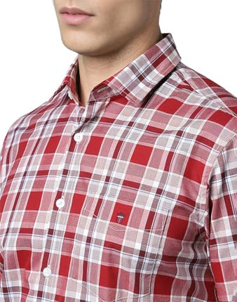 Louis Philippe Men's Slim Fit Shirt (LYSFSSLPE89972_Red 